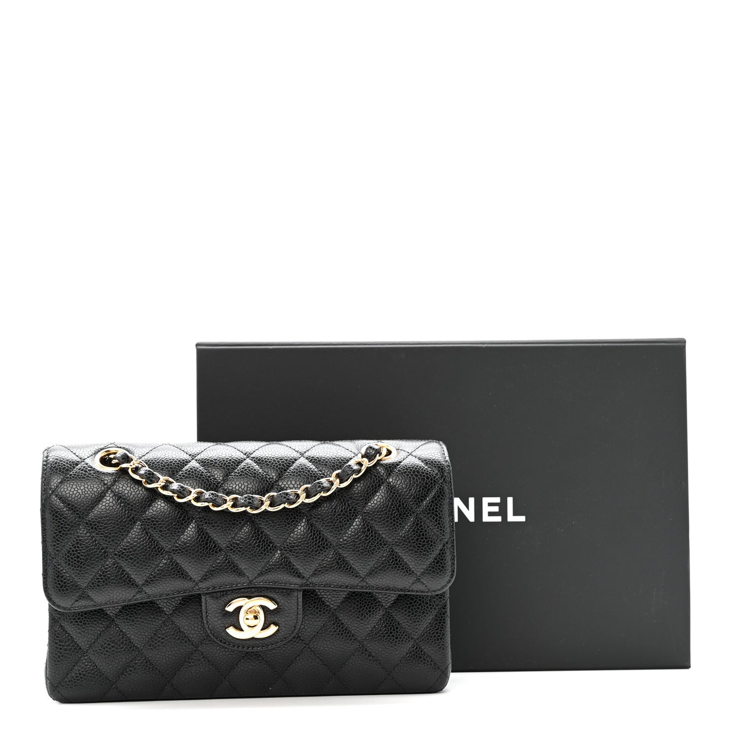 Caviar Quilted Small Double Flap Black