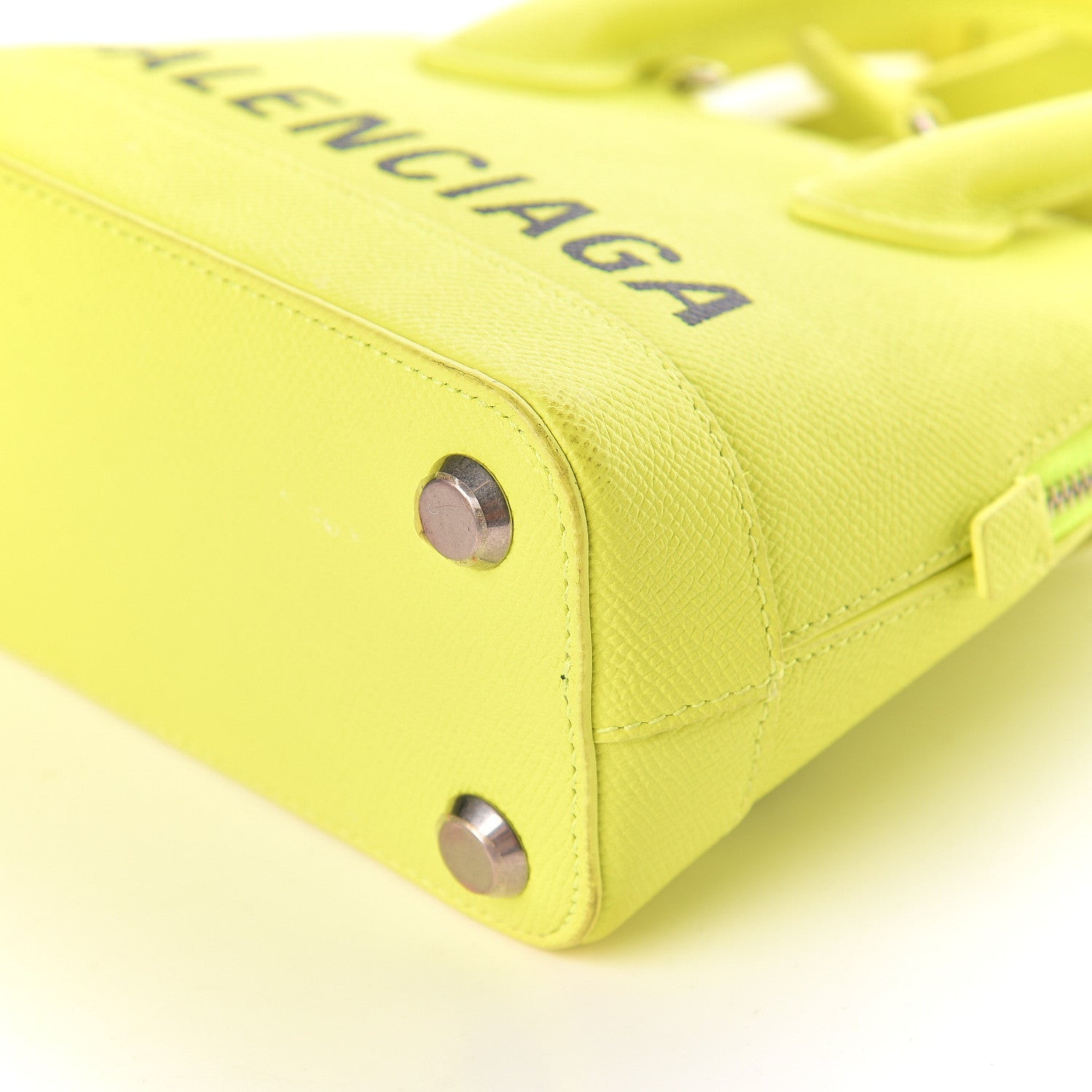 Balenciaga Signature Grained Calfskin Logo XXS Ville Top Handle Bag Acid Green Black 6 of 10