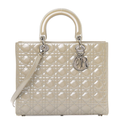 Christian Dior Patent Cannage Large Lady Dior Beige 1 of 9