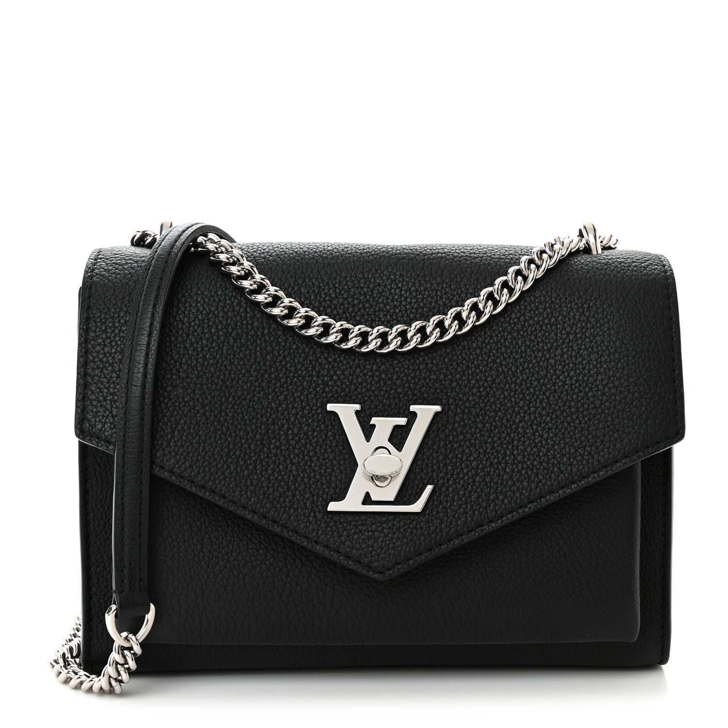 Louis Vuitton Soft Calfskin Mylockme Chain Bag BB Black 1 of 9