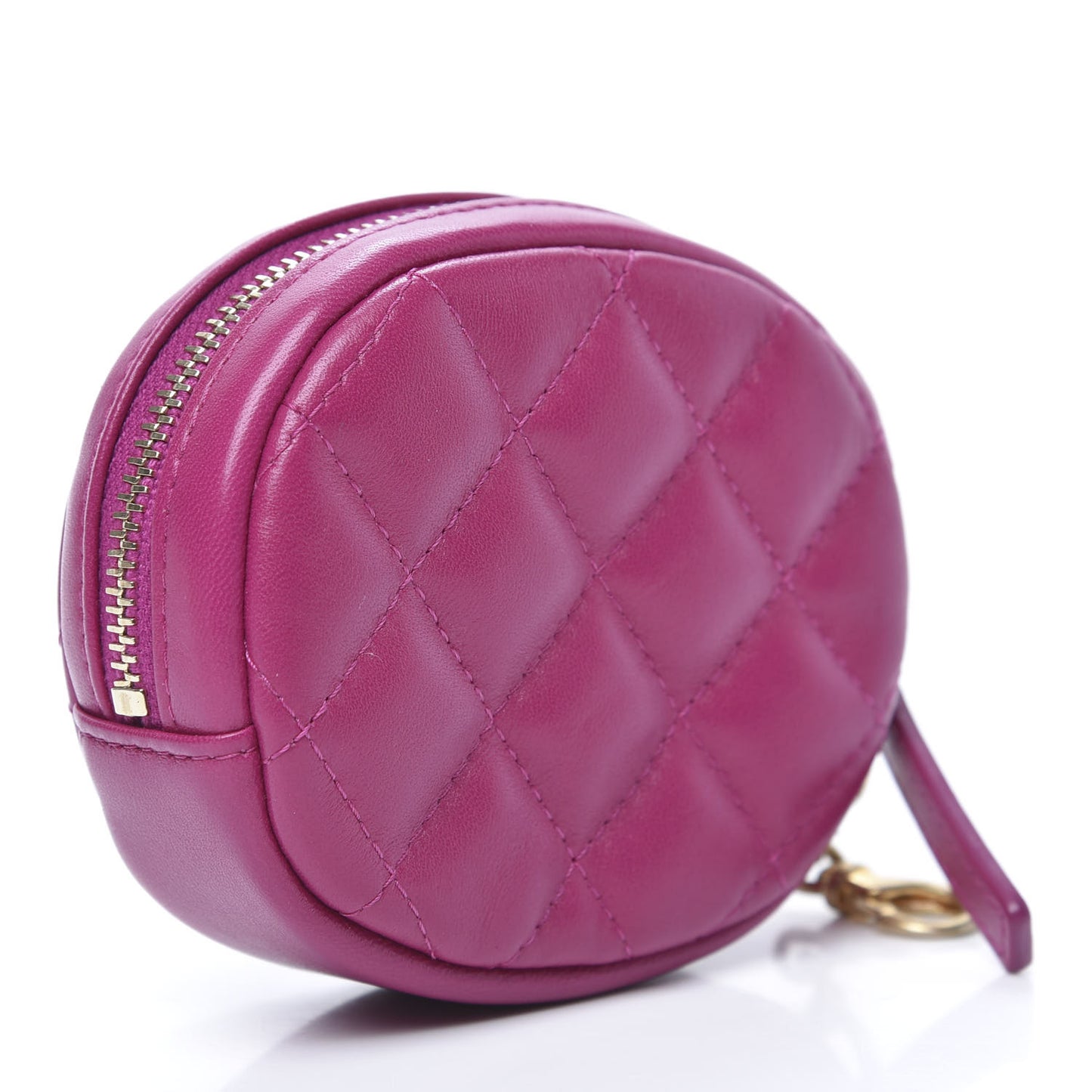Lambskin Quilted Zip Around Classic Coin Purse Pink