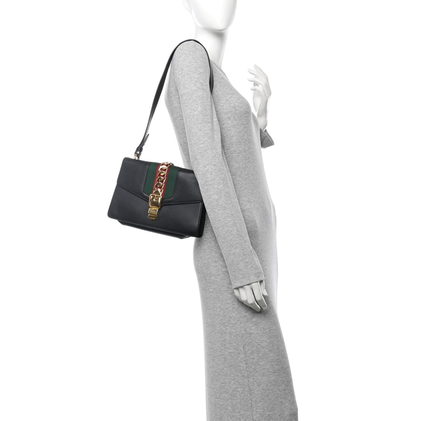 Calfskin Small Sylvie Shoulder Bag Black