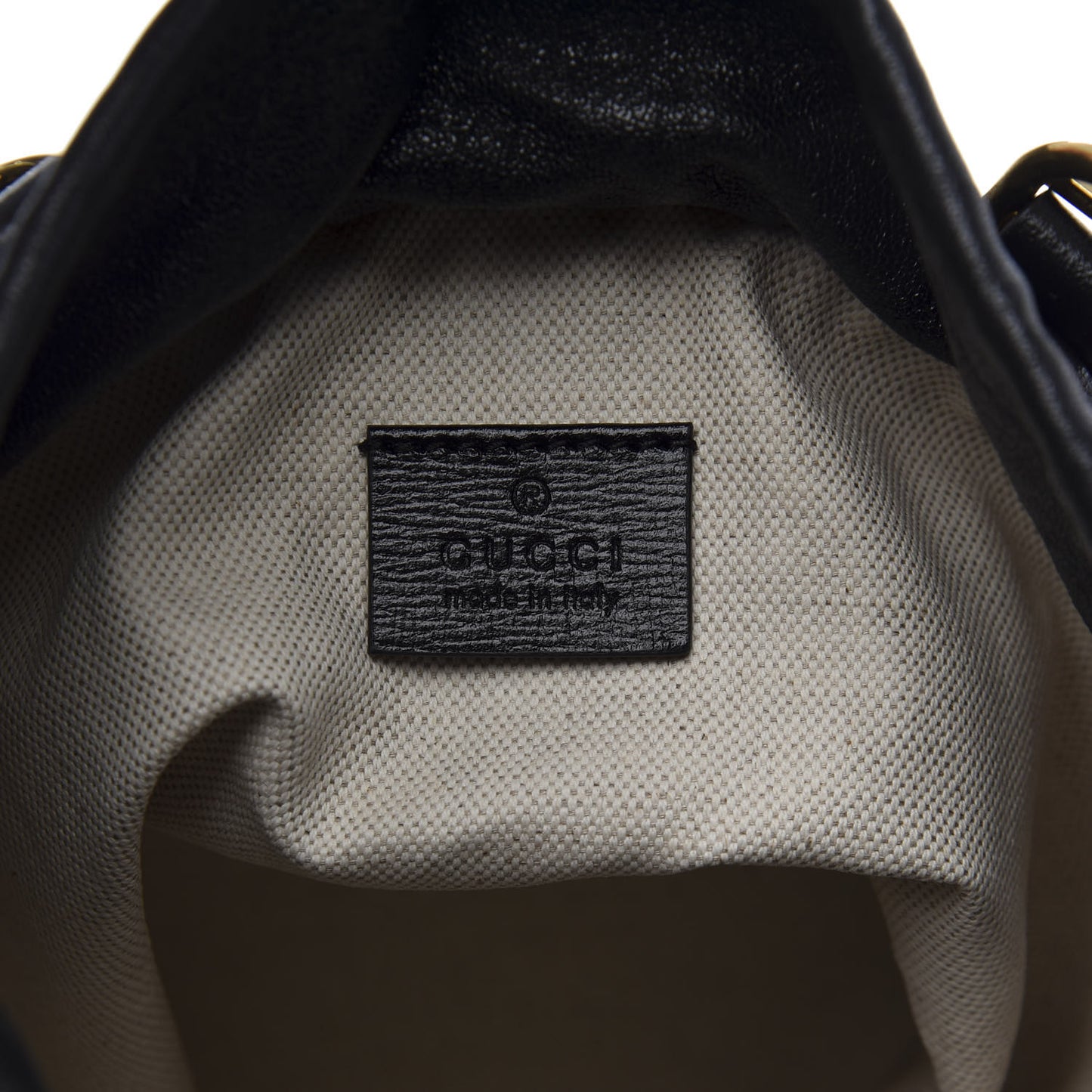 Azalea Sakai Calfskin Small Horsebit 1955 Drawstring Bucket Bag Black