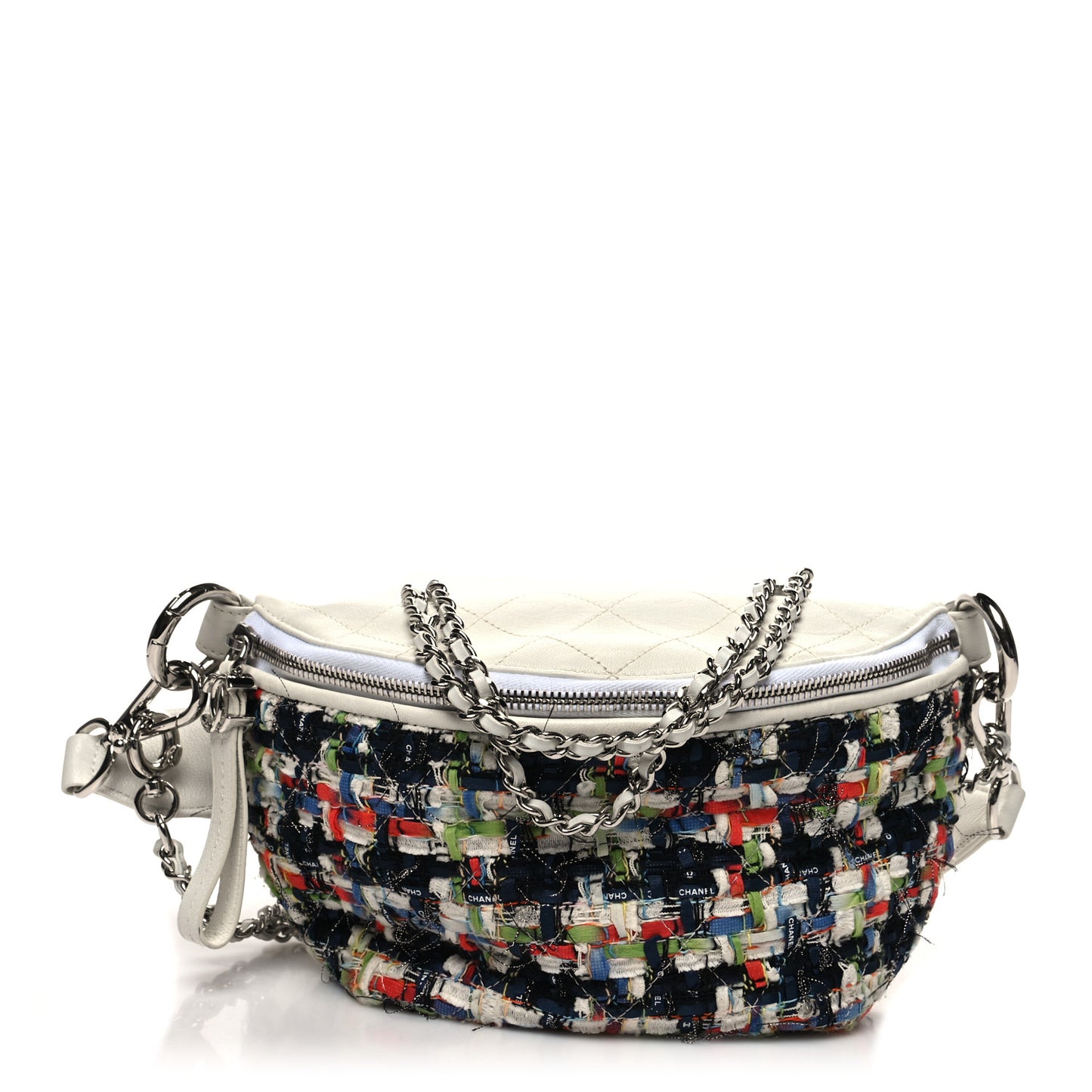 Lambskin Tweed Waist Bag Ecru Red Blue