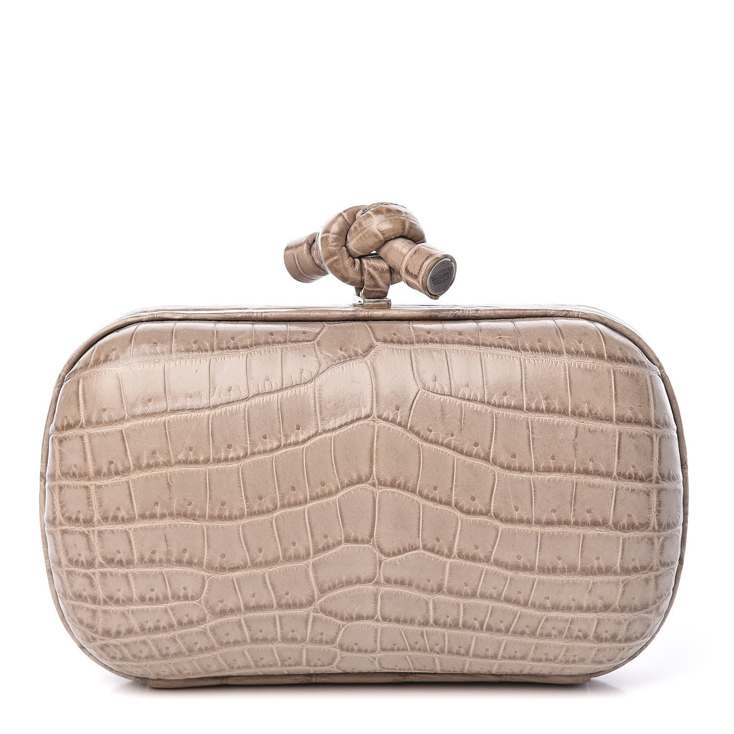 Bottega Veneta Crocodile Knot Clutch Stone 1 of 7