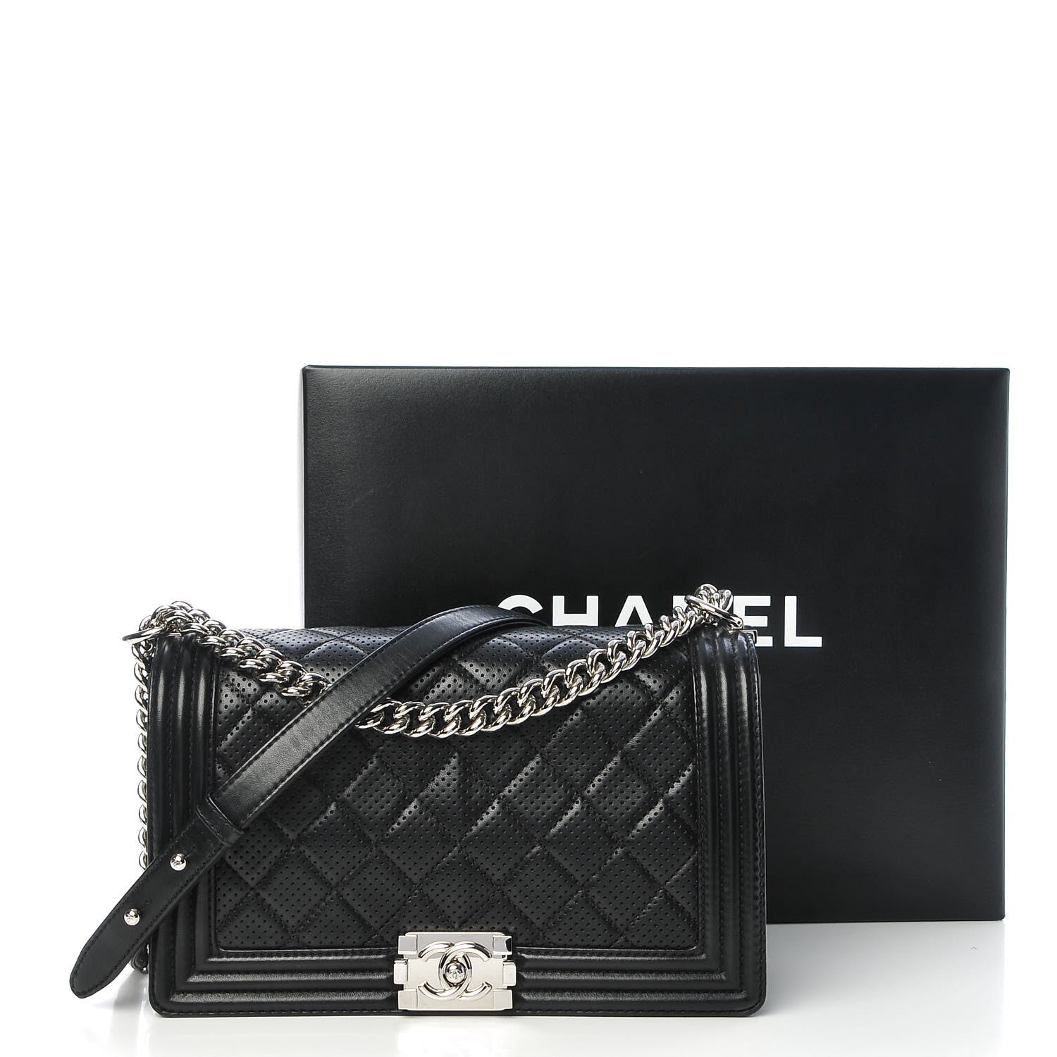 Chanel Perforated Lambskin Quilted New Medium Boy Flap Black 8 of 8
