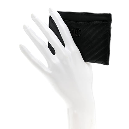 Chanel Lambskin Chevron Quilted Card Holder So Black 2 of 8