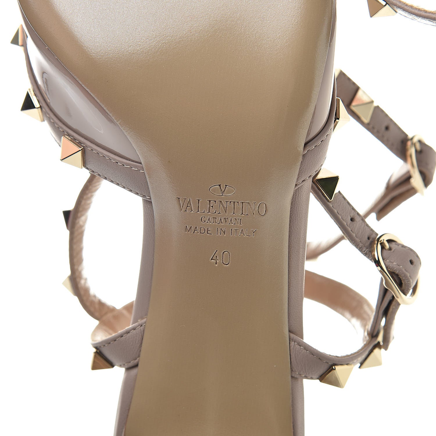 Valentino Garavani Patent Rockstud Ankle Strap Low Heel Pumps 40 Poudre 7 of 8