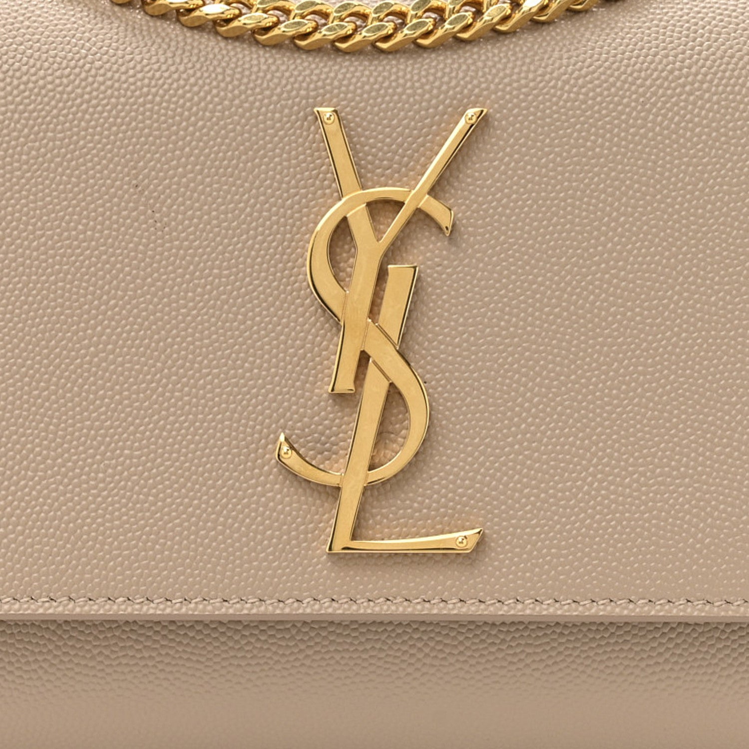 Saint Laurent Grain De Poudre Small Monogram Kate Satchel Dark Beige 8 of 13