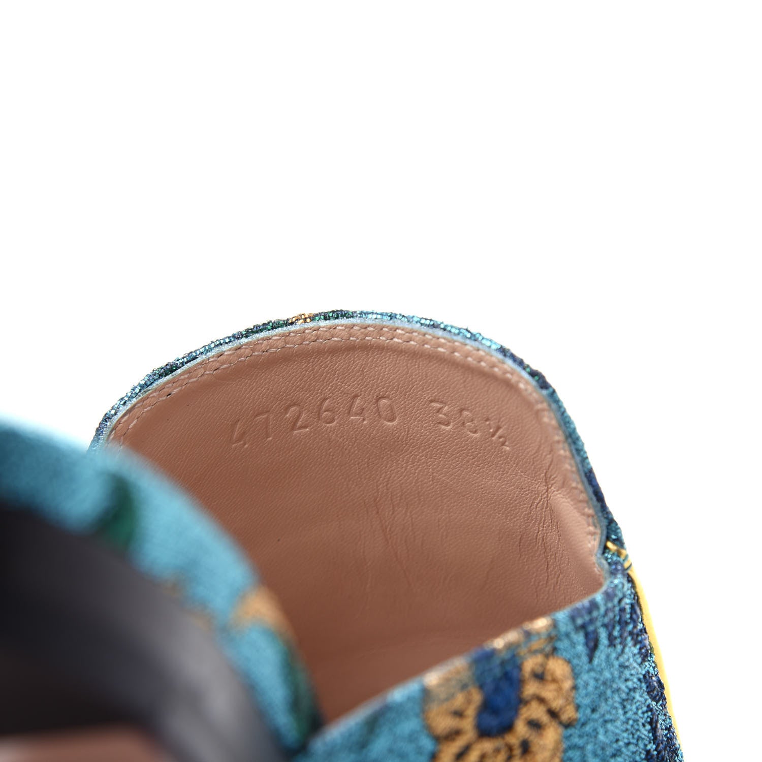 Gucci Iridescent Brocade Womens Princetown Slippers 38.5 Azure Multicolor Oro 10 of 11