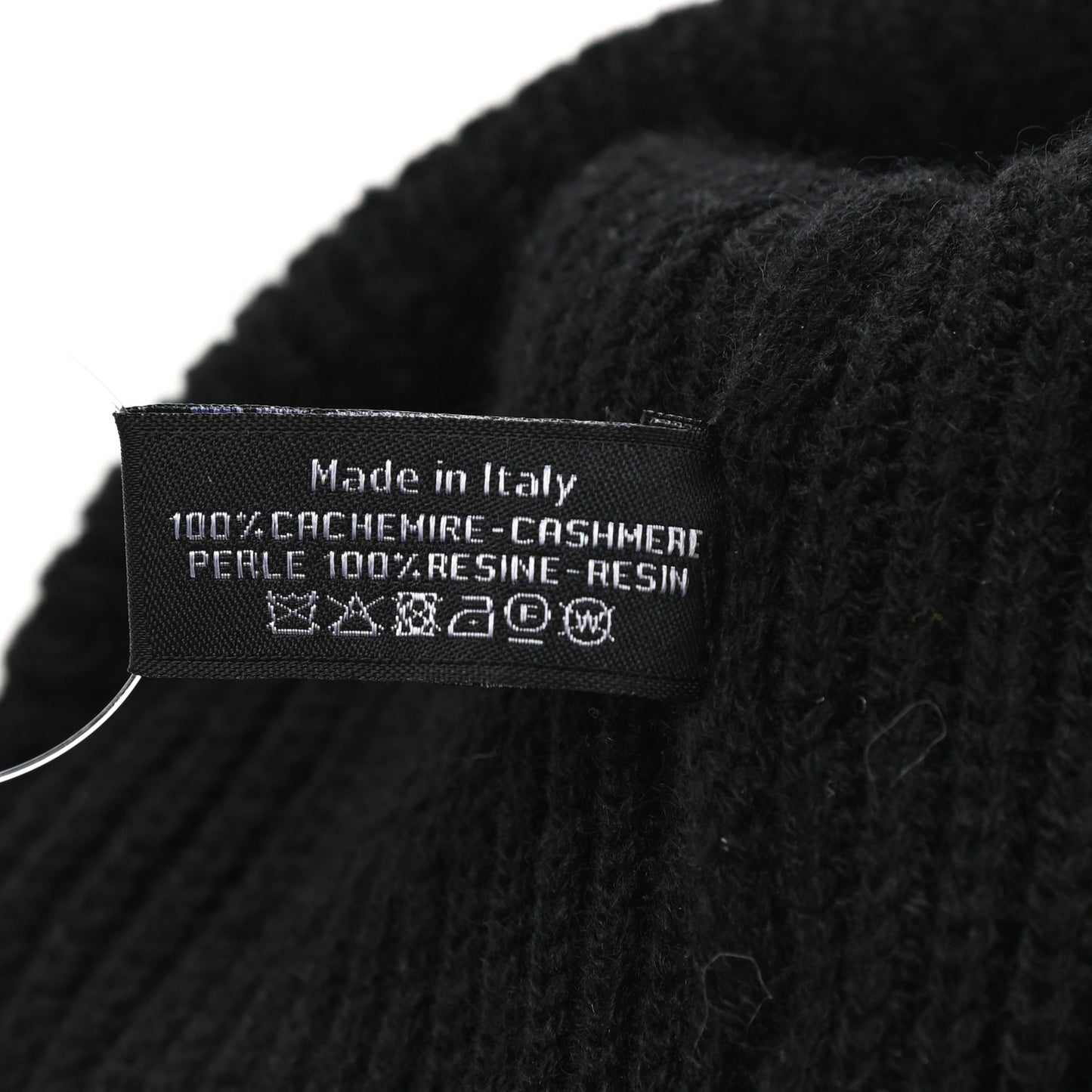 Cashmere Logo Beanie Hat Black White