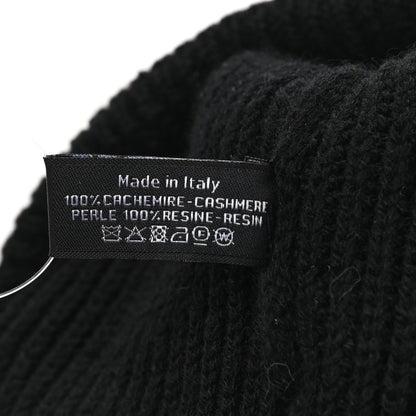 Chanel Cashmere Logo Beanie Hat Black White 5 of 5