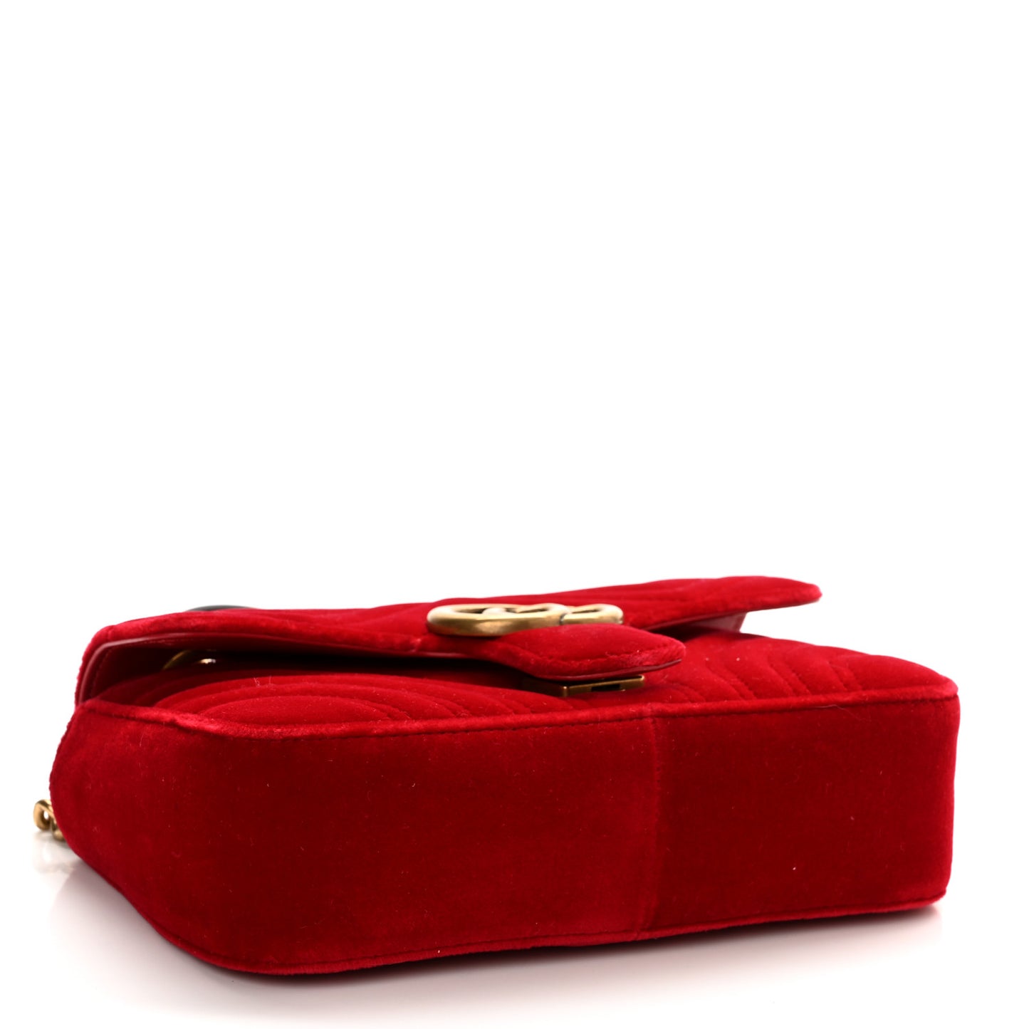 Velvet Matelasse Mini GG Marmont Shoulder Bag Hibiscus Red