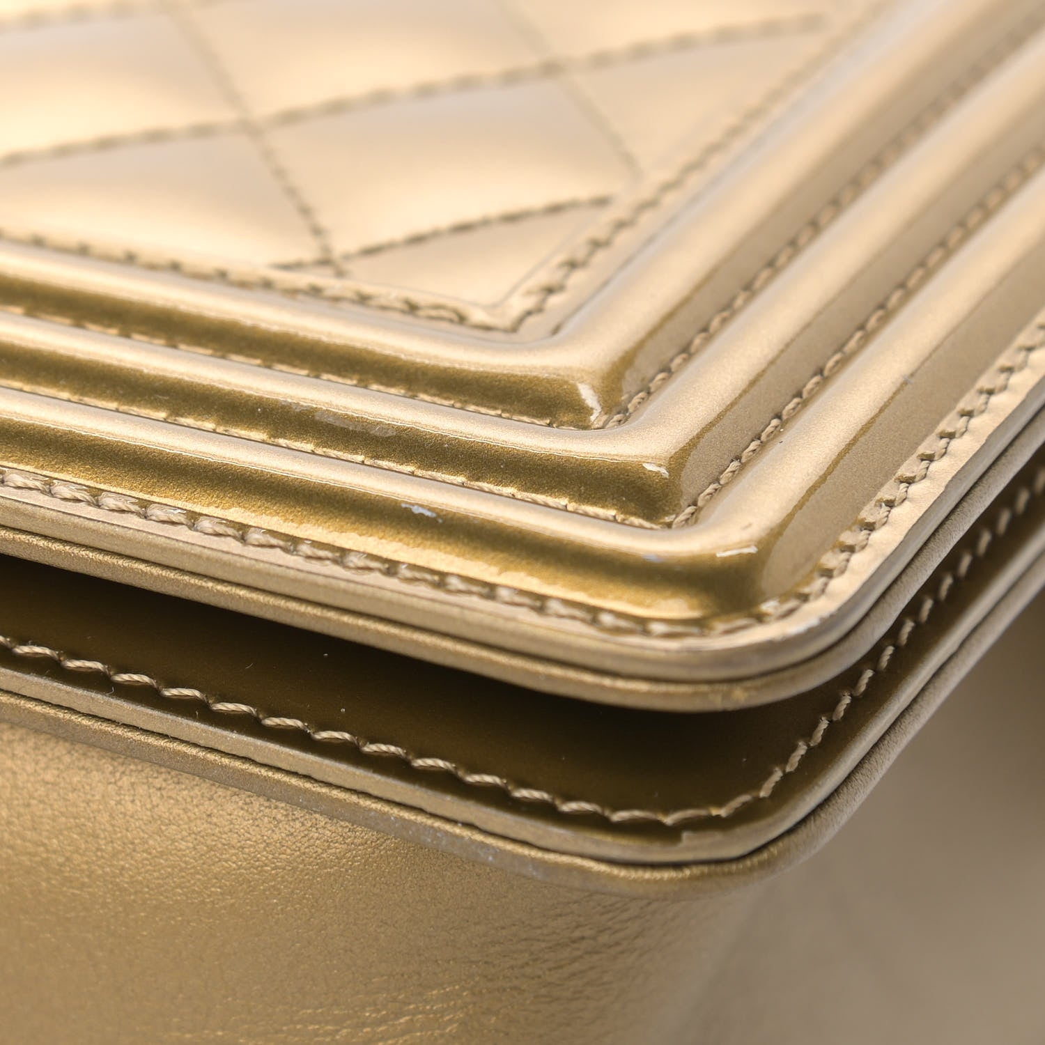 Chanel Metallic Patent Calfskin Quilted Medium Boy Flap Gold 10 of 16