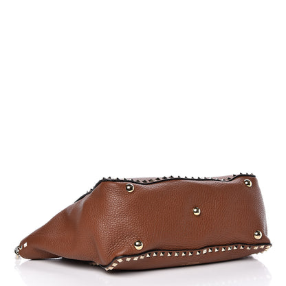 Valentino Garavani Pebbled Calfskin Medium Rockstud Tote Bright Cognac 6 of 13