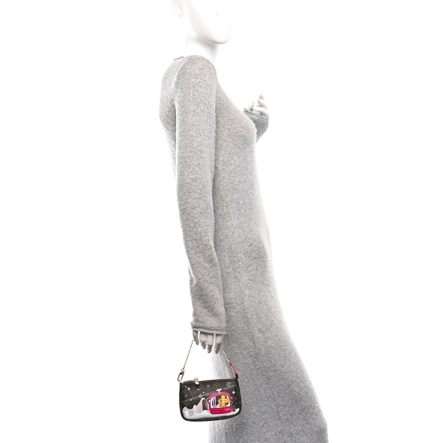Louis Vuitton Monogram 2019 Christmas Animation Mini Courchevel Pochette Accessories Fuchsia 2 of 10