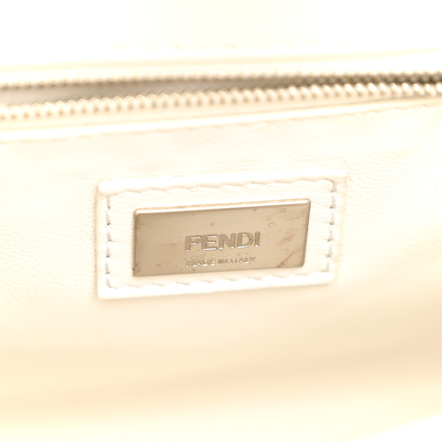 Fendi Nappa Flowerland Mini Peekaboo Iconic Satchel White Ice