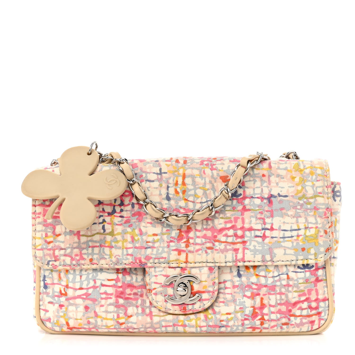 Chanel Canvas Watercolor Tweed Print Clover Small Flap Multicolor 1 of 10