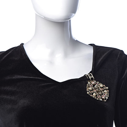 Chanel Pearl Baguette Crystal CC Brooch Gold 2 of 5