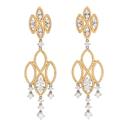 Roberto Coin 18K Yellow White Gold Diamond New Barocco Drop Earrings 1 of 4