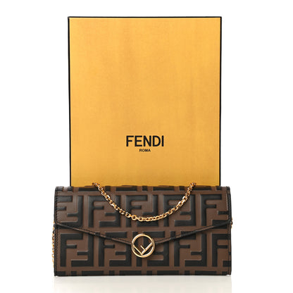 Fendi Vitello Soft F is Fendi Bi-Color FF 1974 Embossed Continental Envelope Wallet On Chain Maya Black 15 of 15