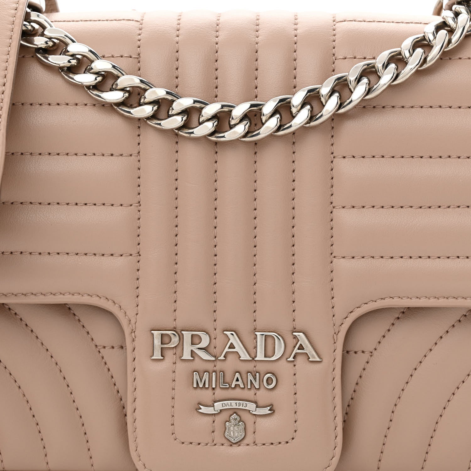 Prada Soft Calfskin Impunture Diagramme Medium Chain Flap Shoulder Bag Cipria 8 of 10