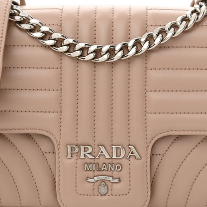 Prada Soft Calfskin Impunture Diagramme Medium Chain Flap Shoulder Bag Cipria 8 of 10