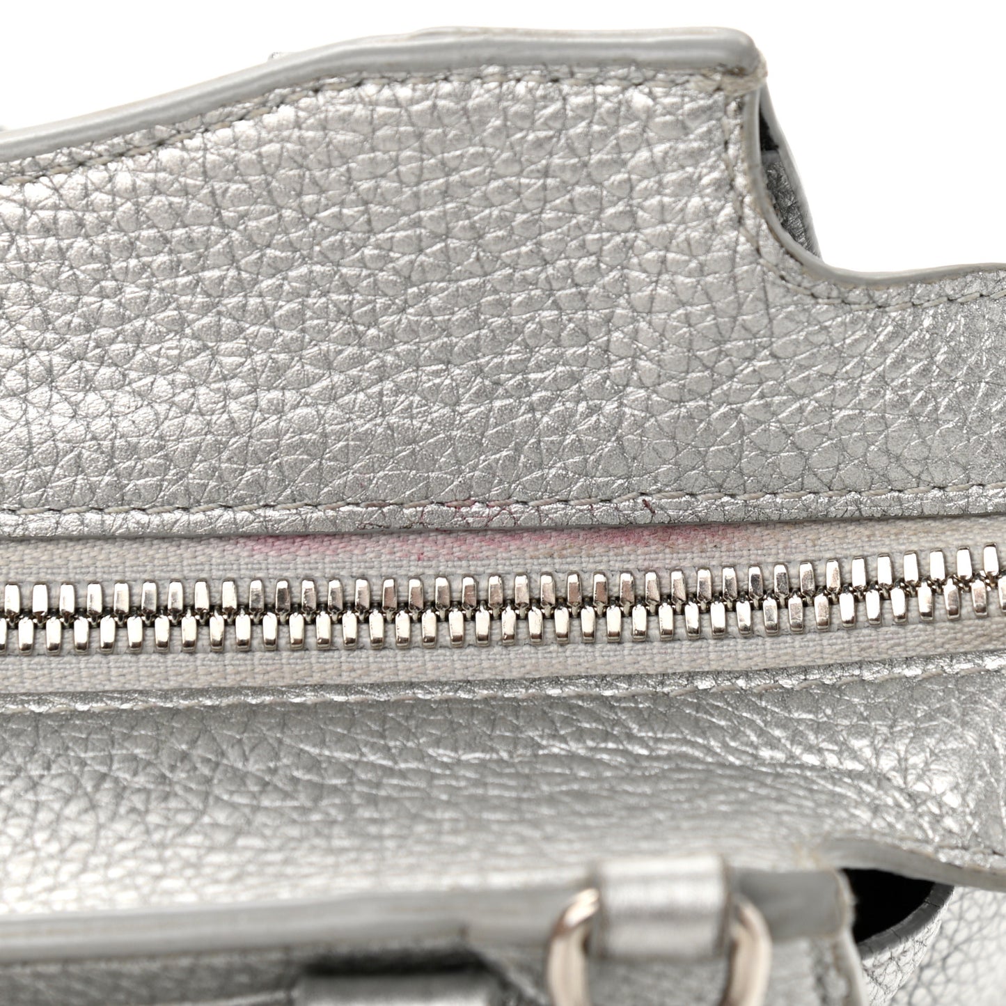 Metallic Grained Calfskin Neo Classic Silver Hardware Mini City Silver