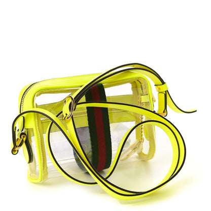 Gucci Vinyl Web Mini Ophidia Transparent Shoulder Bag Yellow Fluo 3 of 9