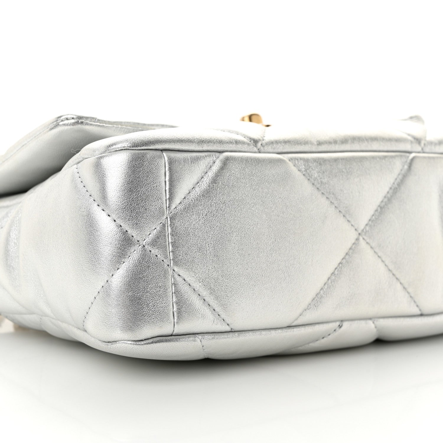 Chanel Metallic Goatskin Quilted Medium Chanel 19 Flap Silver 9 of 10