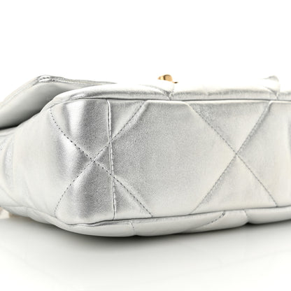Chanel Metallic Goatskin Quilted Medium Chanel 19 Flap Silver 9 of 10