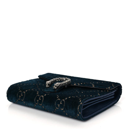 Gucci Velvet GG Monogram Mini Dionysus Chain Wallet Blue Beige Black 7 of 8