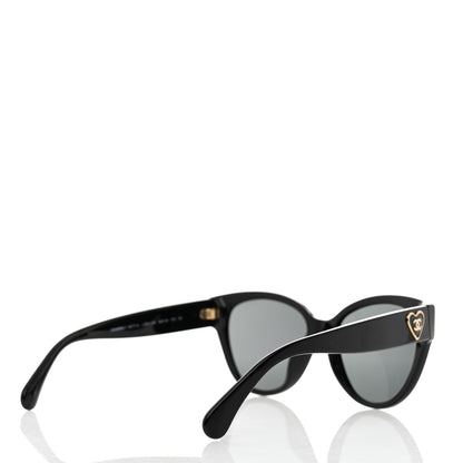 Chanel Acetate Enamel Heart Butterfly Sunglasses 5477-A Black 4 of 8