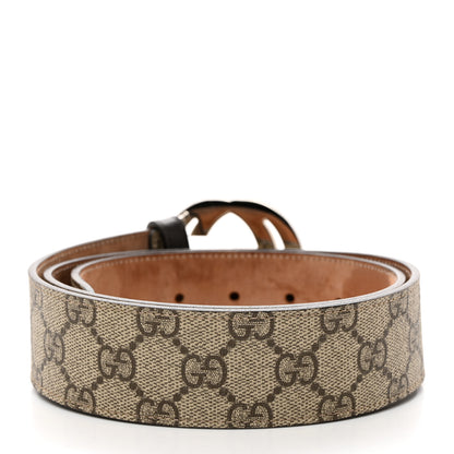 Gucci GG Supreme Monogram Selleria Calfskin Interlocking G 40mm Belt 90 36 Beige Ebony Cocoa 2 of 6