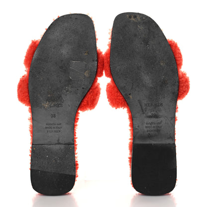 Hermes Woolskin Oran Sandals 38 Orange 5 of 7