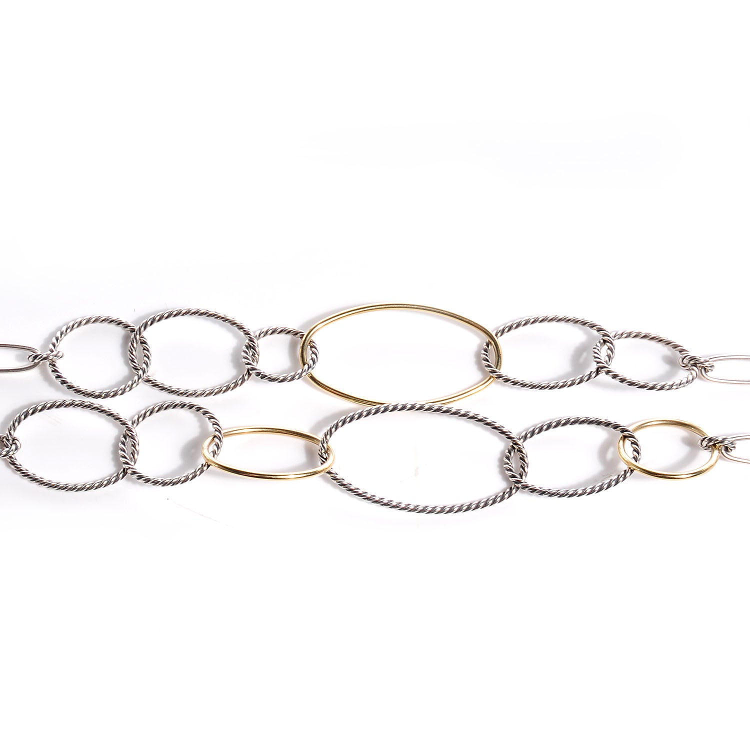 David Yurman Sterling Silver 18k Gold Mobile Link Necklace 7 of 7