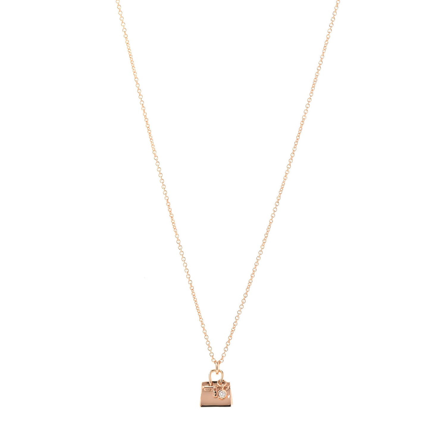 18K Rose Gold Diamond Birkin Pendant Necklace