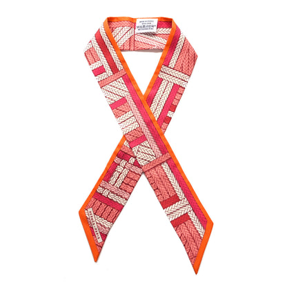 Hermes Silk Tresses H Twilly Rose Vif Orange White 1 of 4