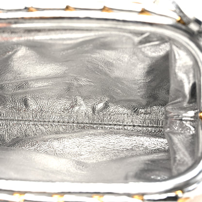 Bottega Veneta Metallic Lambskin Intrecciato The Mini Pouch Silver Gold 5 of 9