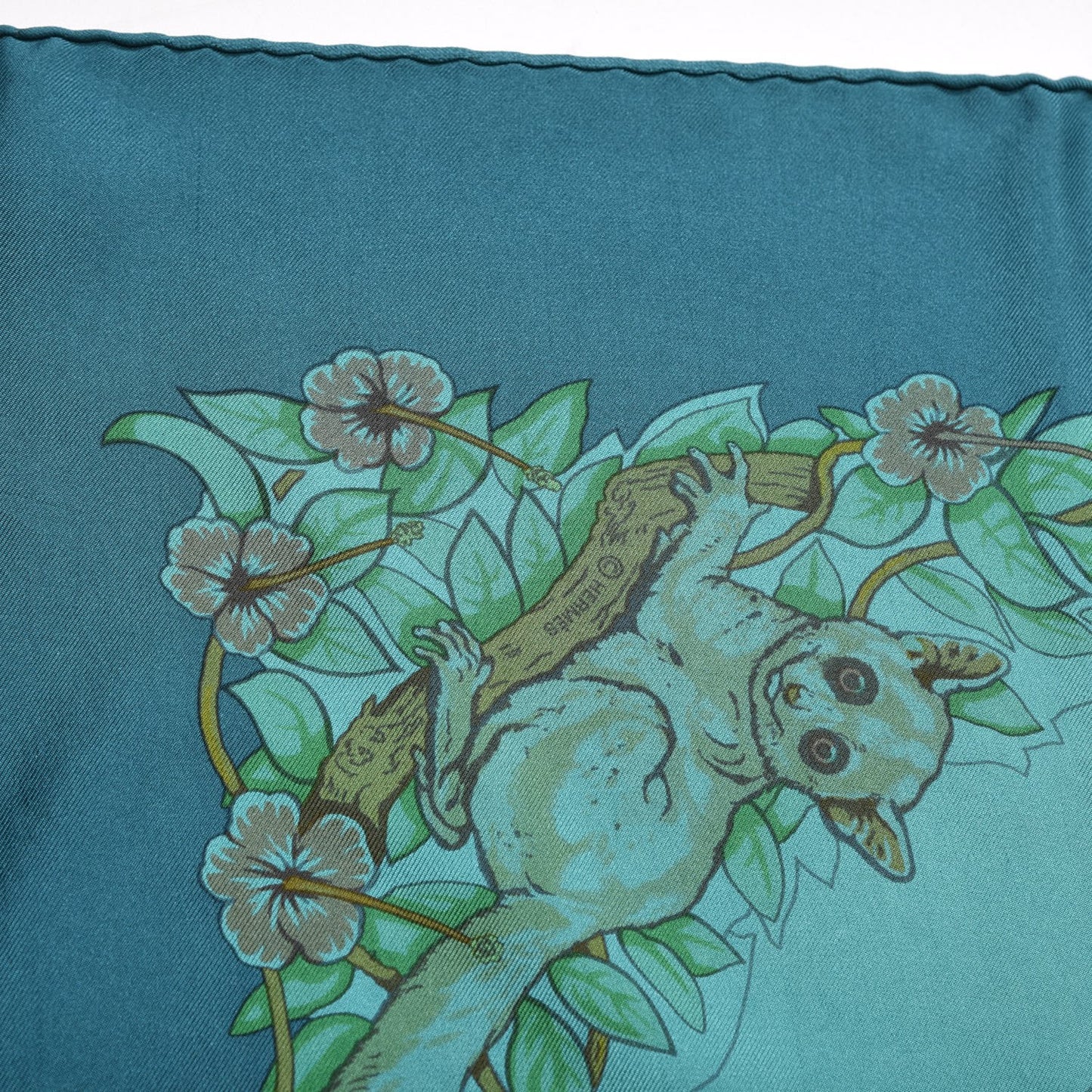 Silk Dip Dye Jungle Love Scarf 90 Menthol Canard Ocre