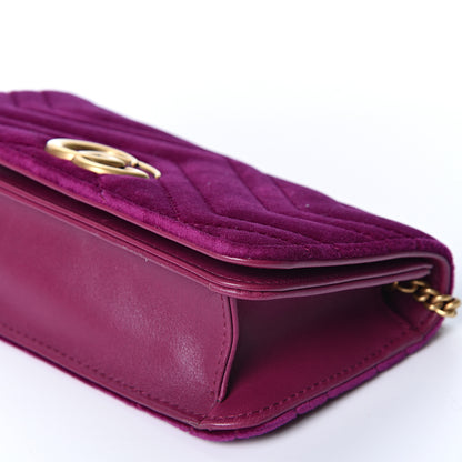 Gucci Velvet Matelasse GG Marmont Mini Bag Fuchsia Violet Cyclamen 8 of 8