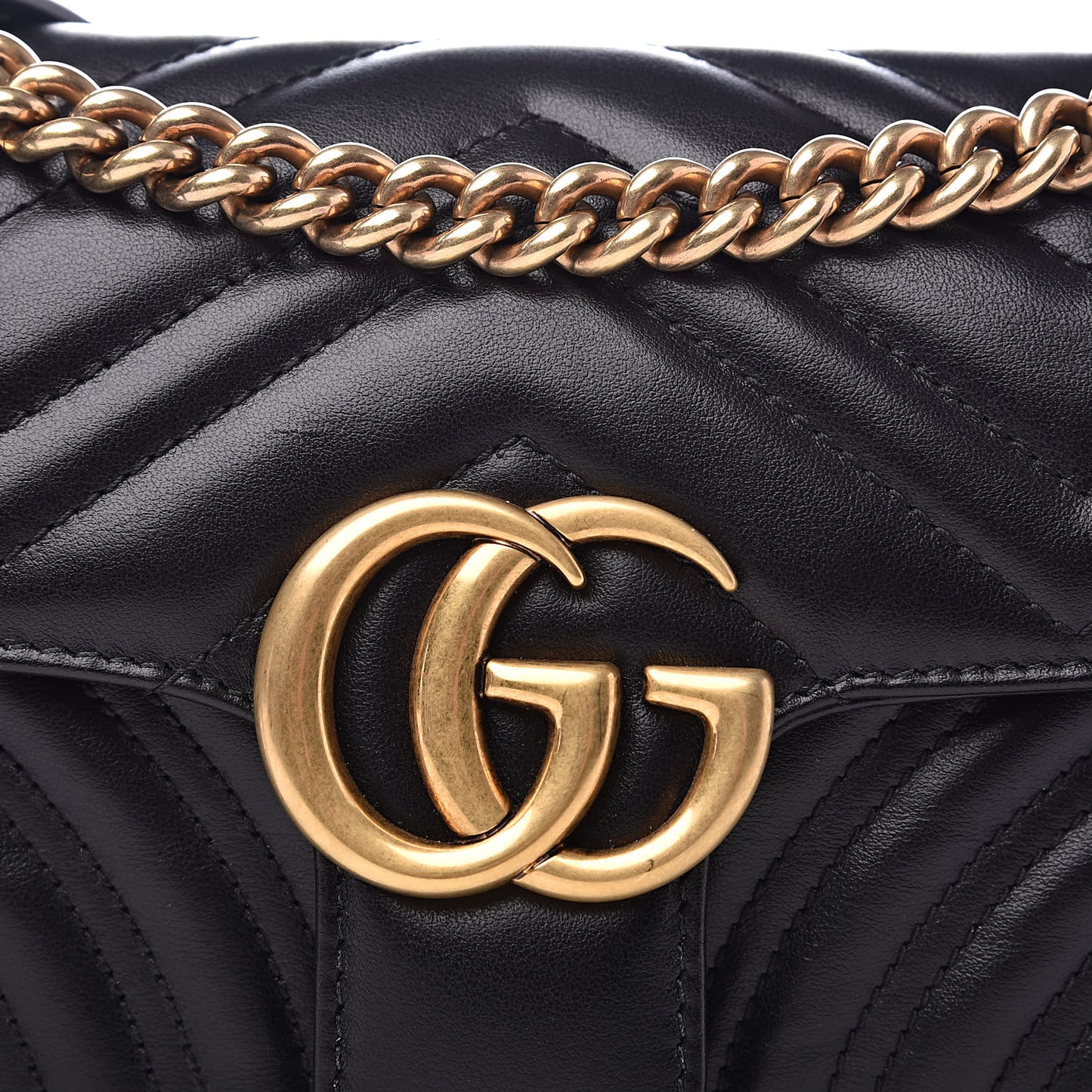 Calfskin Matelasse Mini GG Marmont Shoulder Bag Black