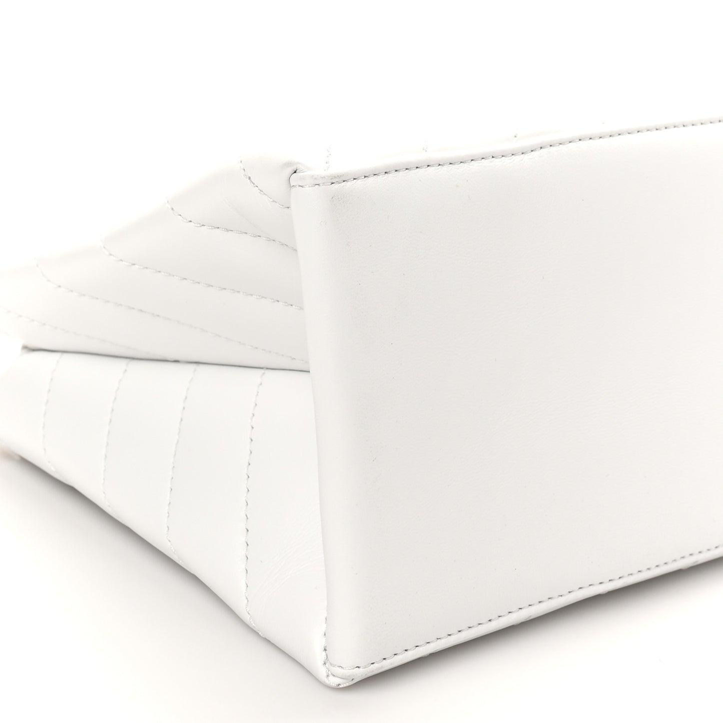 Calfskin Diagonal Quilted Jackhammer 25 Tote White