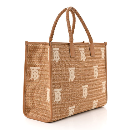 Burberry Raffia Calfskin Large Freya Tote Natural 3 of 10