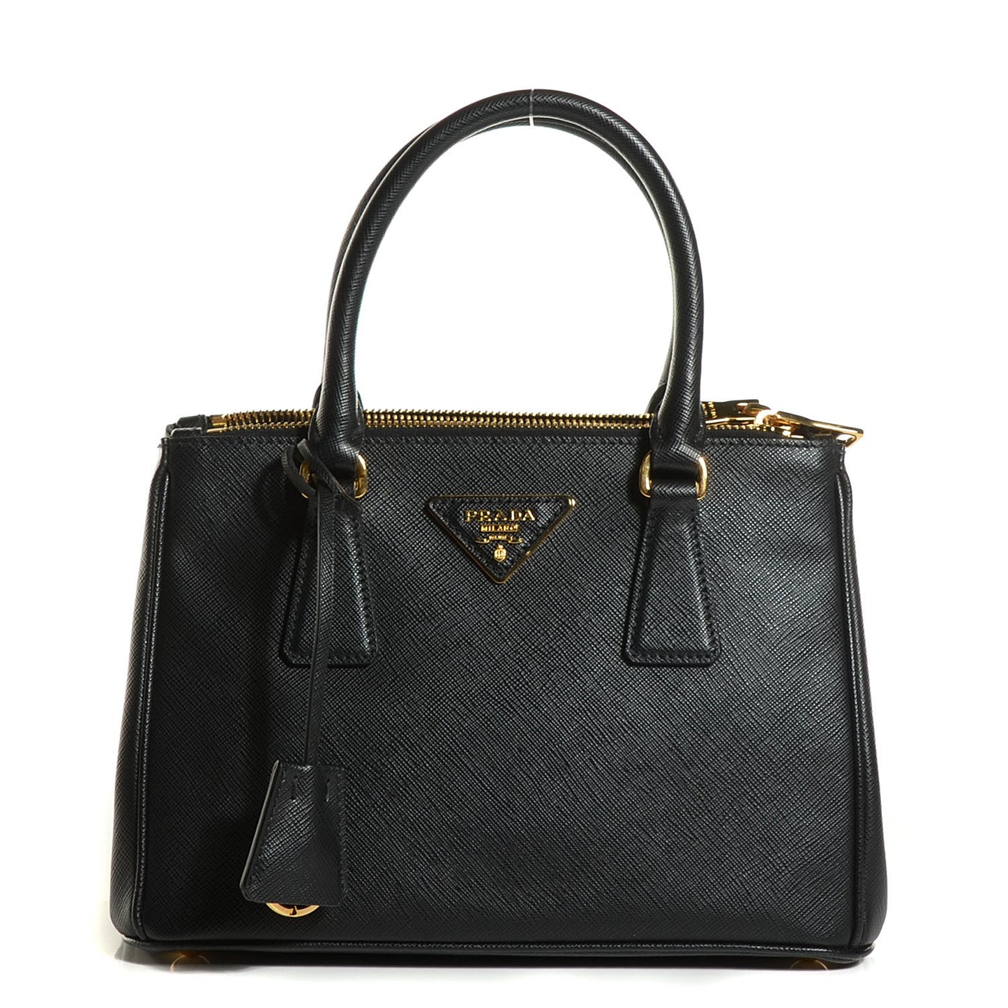 Saffiano Lux Small Double Zip Tote Nero Black