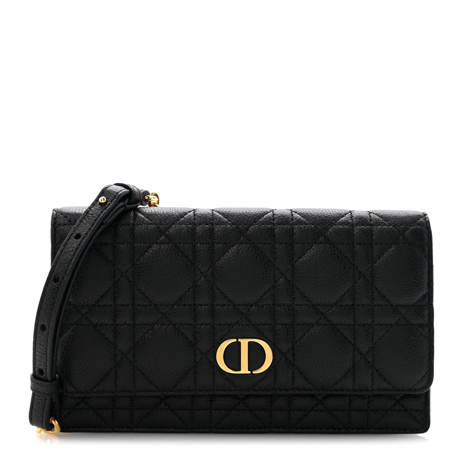 Christian Dior Supple Calfskin Cannage Caro Belt Pouch with Chain Black 1 of 14