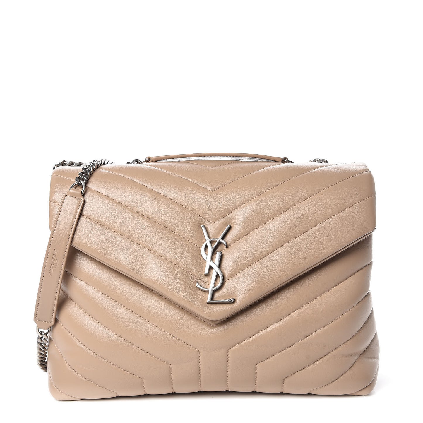 Calfskin Y Quilted Monogram Medium Loulou Chain Satchel Dark Beige