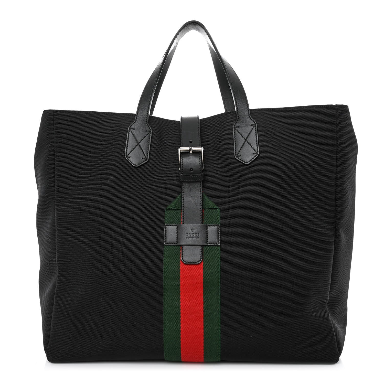 Gucci Techno Canvas Web Single Buckle Tote Black 1 of 17