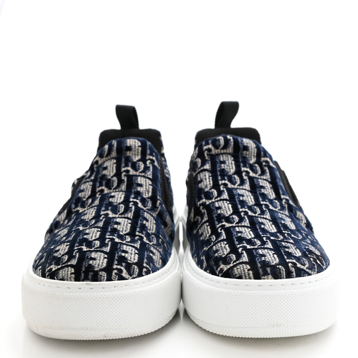 Christian Dior Velvet Oblique Solar Womens Slip On Sneakers 37.5 Deep Blue 2 of 10