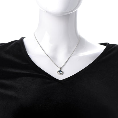 David Yurman Sterling Silver Diamond Blue Topaz 8mm Petite Cerise Pendant Necklace 2 of 5
